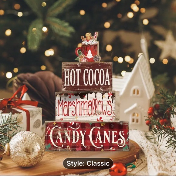 Festive Holiday Sign Set - Red and Brown - Picture 3 of 4